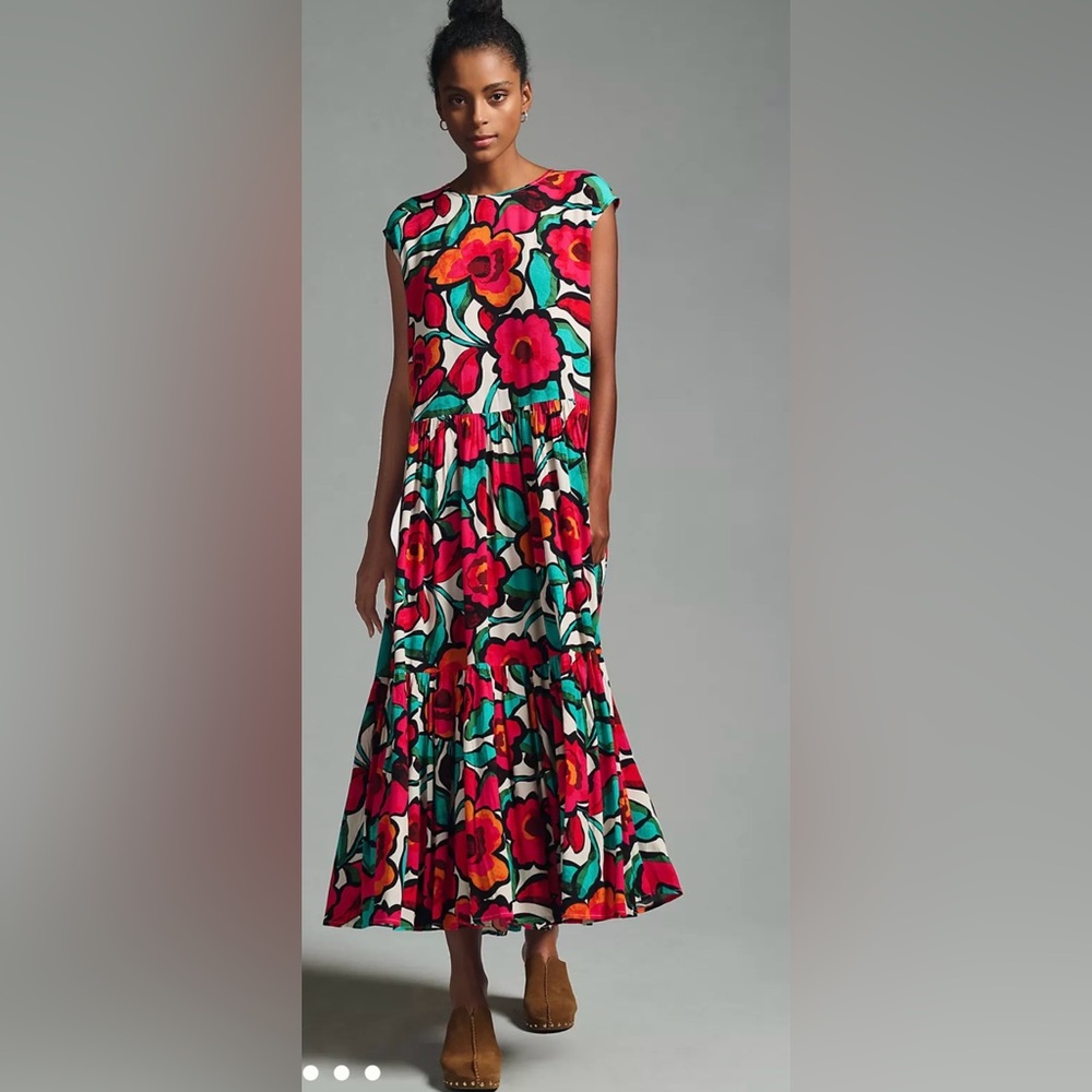 Anthropologie | Corey Lynn Calter Short-Sleeve Tiered Floral Maxi Dress ZB2